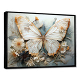 White Grey Butterfly Intricate Patterns - Animals Canvas Wall Art