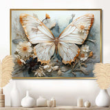 White Grey Butterfly Intricate Patterns - Animals Canvas Wall Art