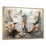 White Grey Butterfly Intricate Patterns - Animals Canvas Wall Art