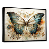 Teal Beige Butterfly Intricate Patterns - Animals Canvas Wall Art