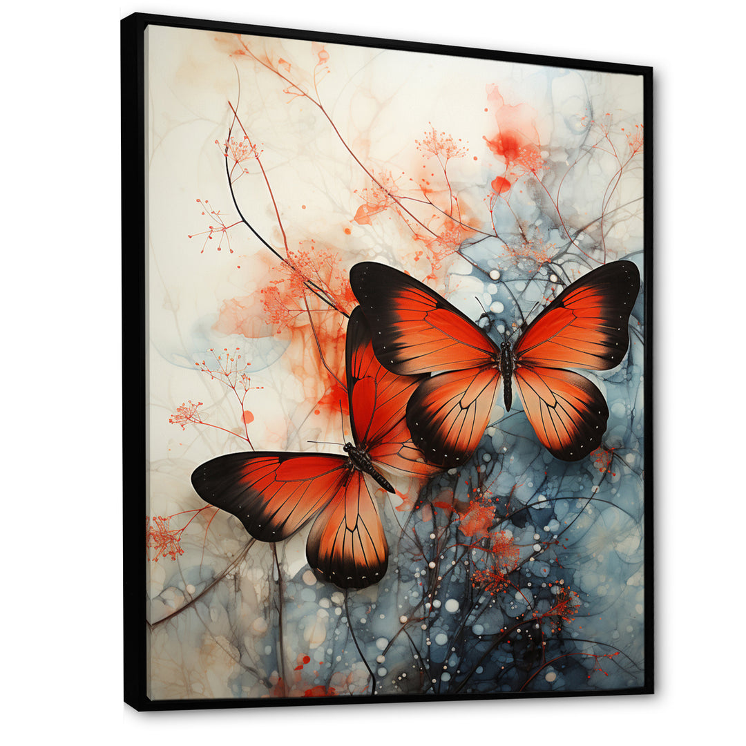 Orange Teal Butterfly Symphony Of Wings - Butterfly Large Canvas Wall Art