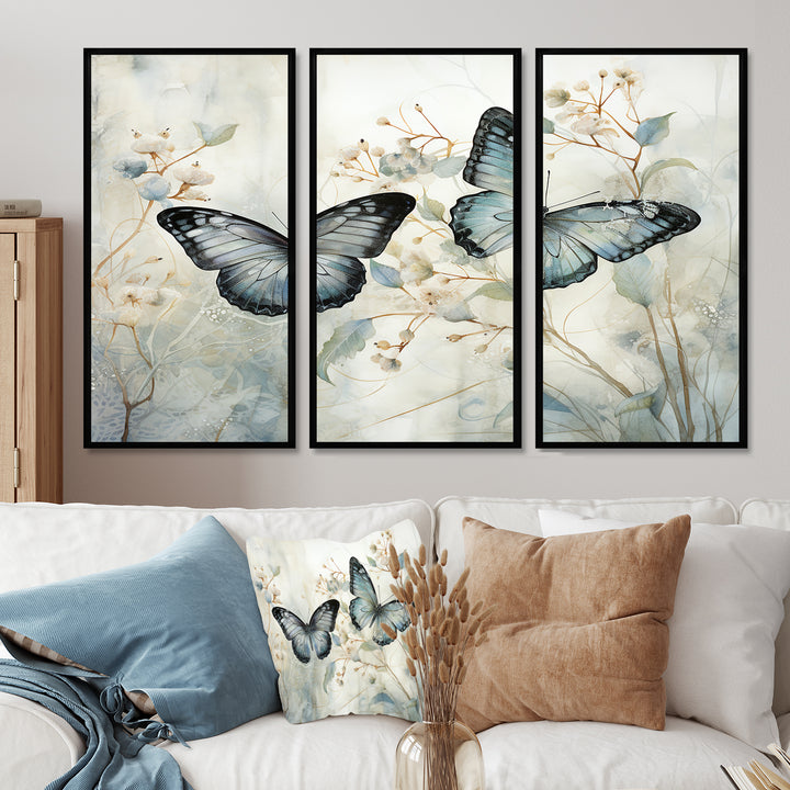 Blue Beige Butterfly Wings Of Serenity - Multi-Panels
