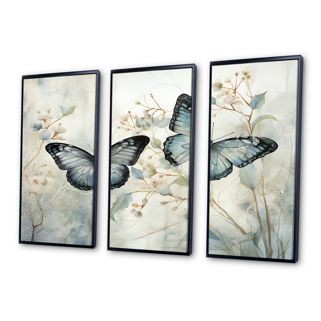 Blue Beige Butterfly Wings Of Serenity - Multi-Panels