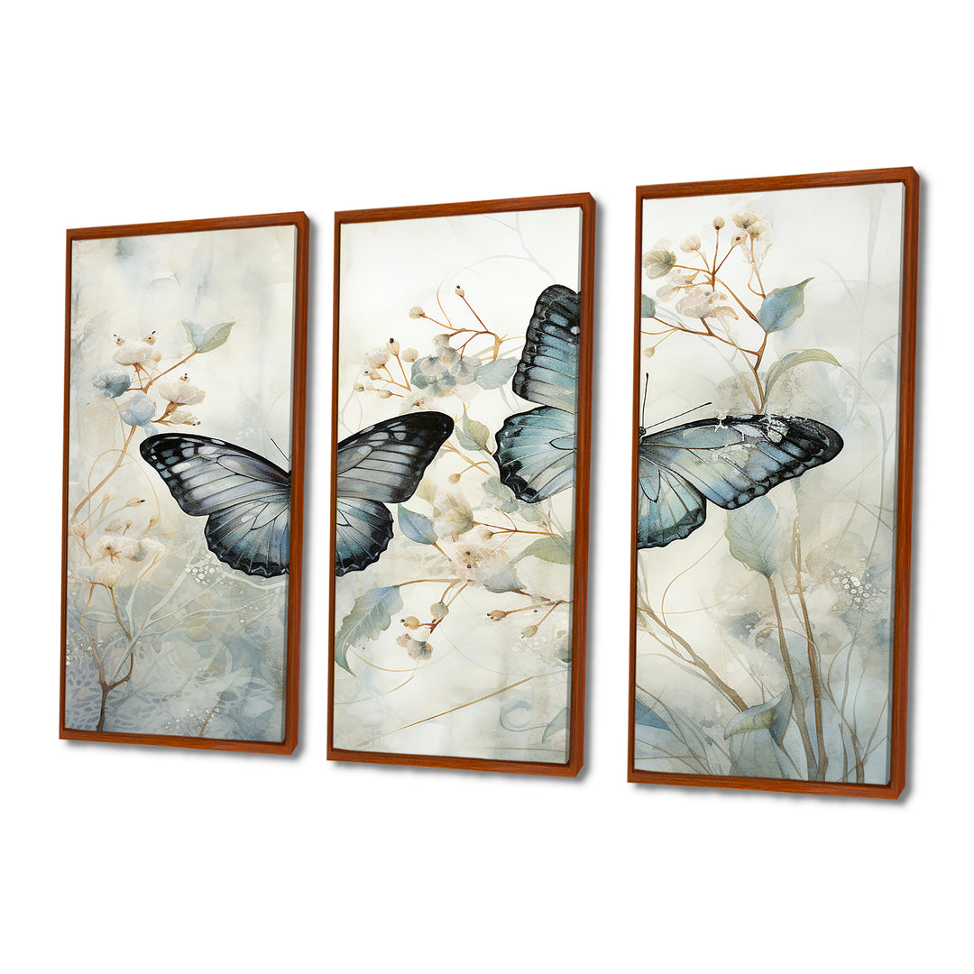 Blue Beige Butterfly Wings Of Serenity - Multi-Panels