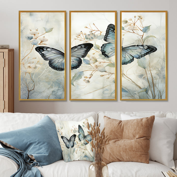 Blue Beige Butterfly Wings Of Serenity - Multi-Panels