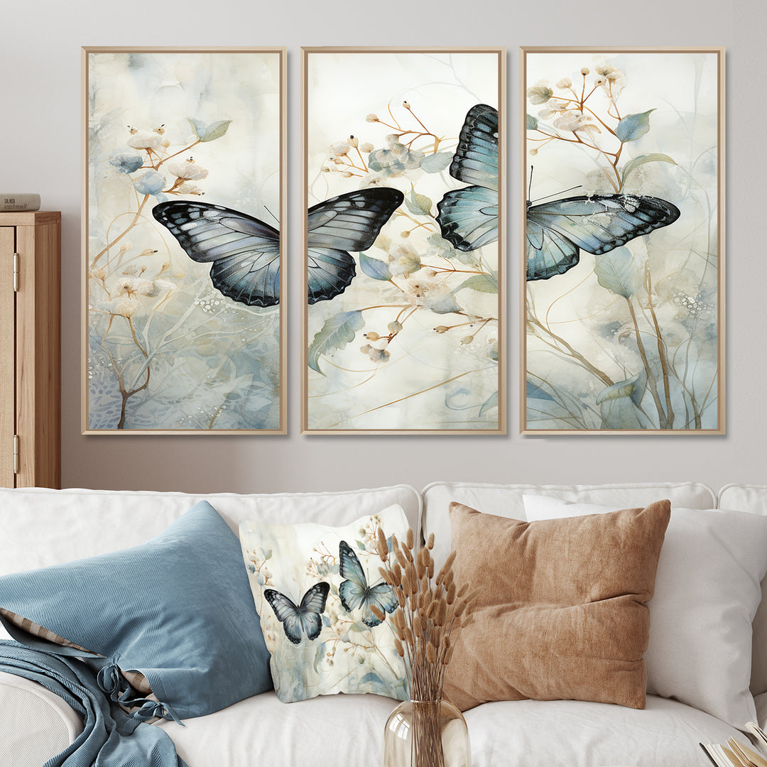 Blue Beige Butterfly Wings Of Serenity - Multi-Panels
