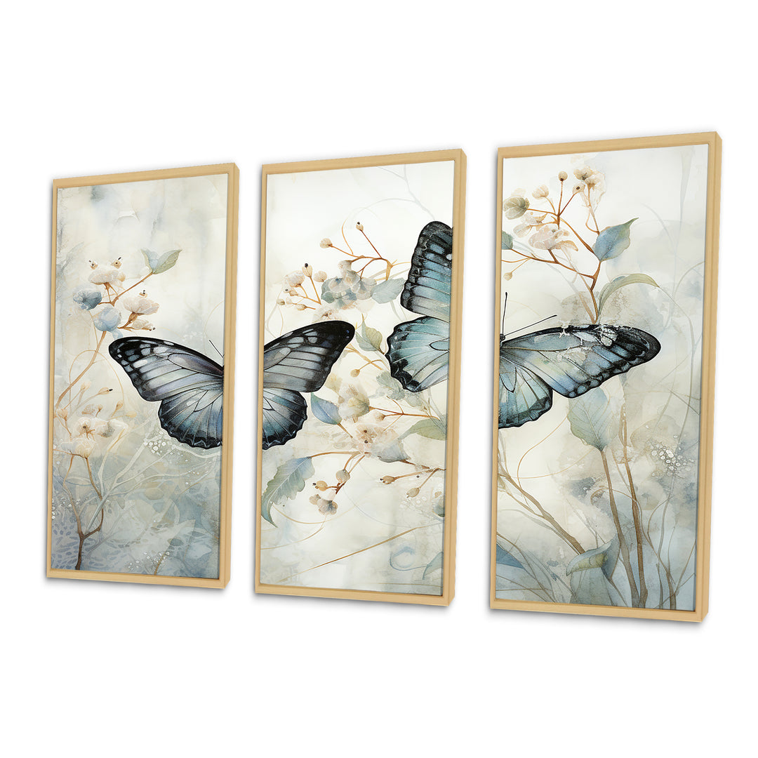 Blue Beige Butterfly Wings Of Serenity - Multi-Panels