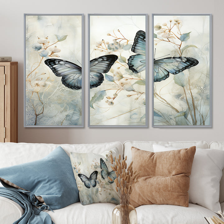Blue Beige Butterfly Wings Of Serenity - Multi-Panels