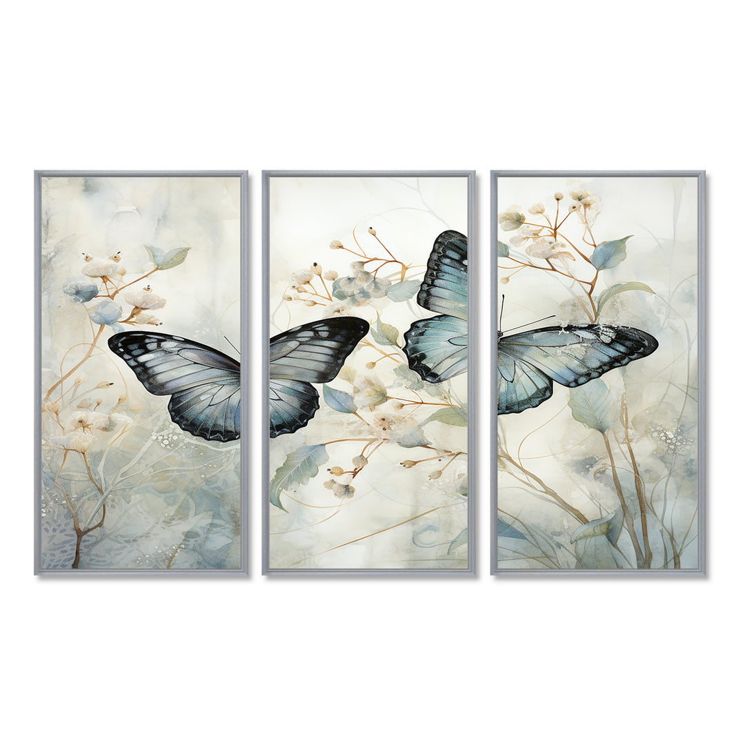 Blue Beige Butterfly Wings Of Serenity - Multi-Panels