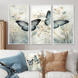 Blue Beige Butterfly Wings Of Serenity - Multi-Panels