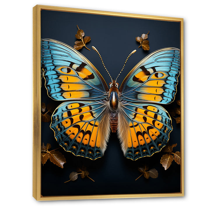 Teal Yellow Butterfly Animal - Butterfly Living Room Wall Art
