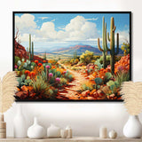 Coral Green Cactus Desert Guardian Organ - Floral Canvas Wall Art