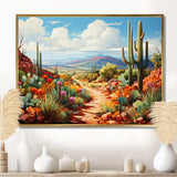 Coral Green Cactus Desert Guardian Organ - Floral Canvas Wall Art