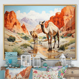 Camel Desert Wanderer Geometric - Green Camel Wall Art