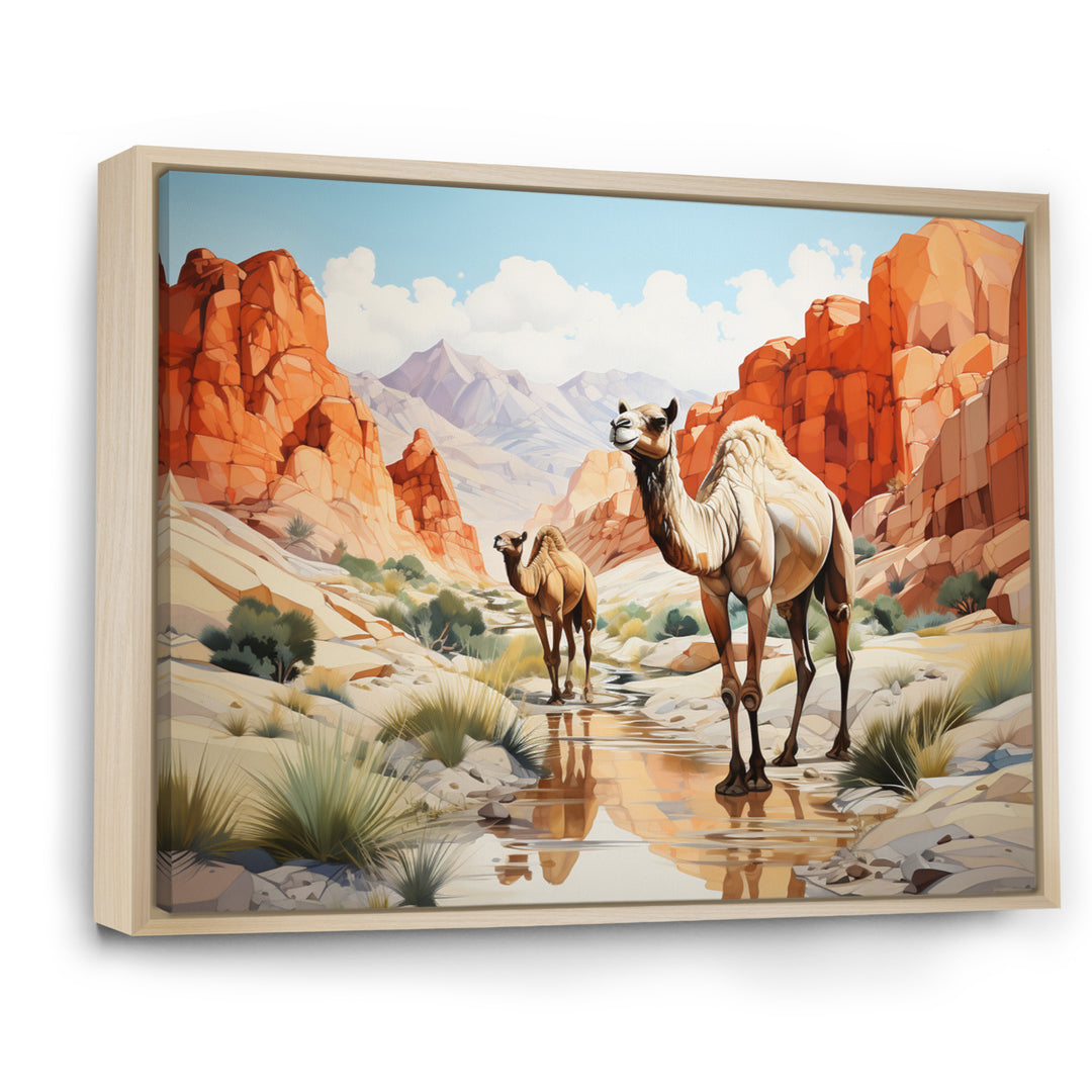 Camel Desert Wanderer Geometric - Green Camel Wall Art