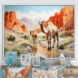 Camel Desert Wanderer Geometric - Green Camel Wall Art