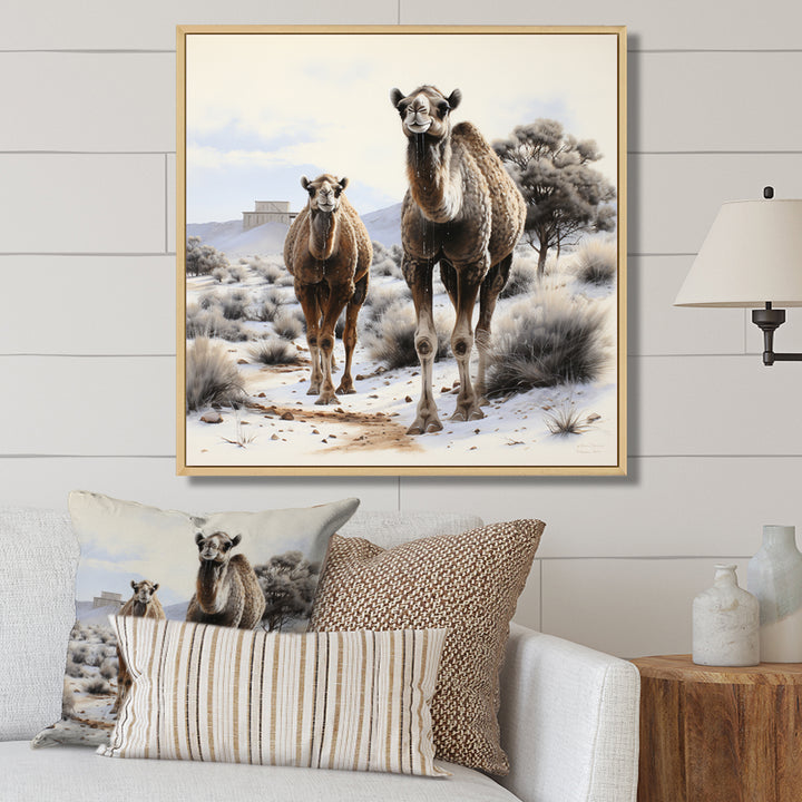 Camel Silent Strength Pointillism - Camel Living Room Wall Art