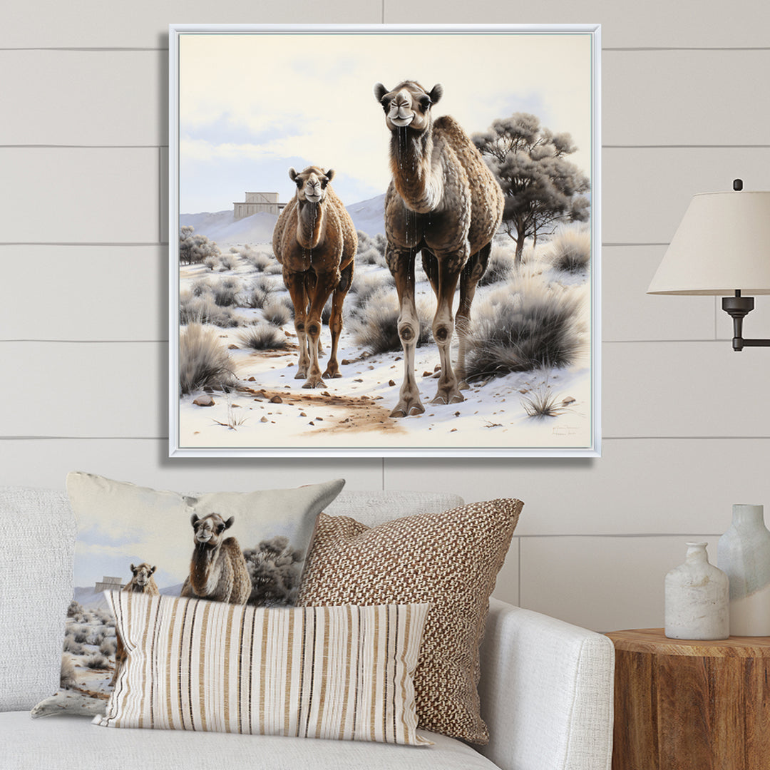 Camel Silent Strength Pointillism - Camel Living Room Wall Art