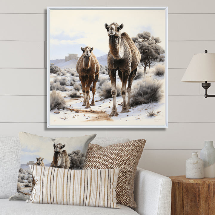 Camel Silent Strength Pointillism - Camel Living Room Wall Art
