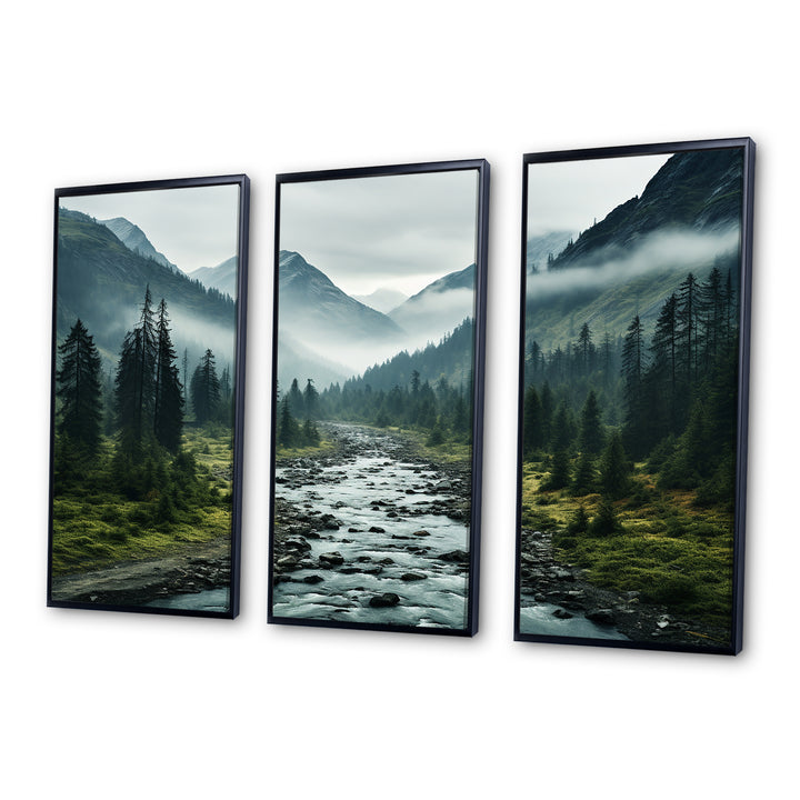 Canada Misty Mountains - 3-Piece Canvas Wall Art