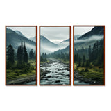 Canada Misty Mountains - 3-Piece Canvas Wall Art
