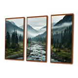 Canada Misty Mountains - 3-Piece Canvas Wall Art