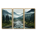 Canada Misty Mountains - 3-Piece Canvas Wall Art