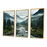 Canada Misty Mountains - 3-Piece Canvas Wall Art