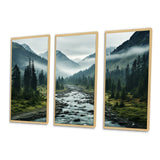 Canada Misty Mountains - 3-Piece Canvas Wall Art