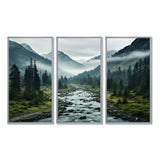 Canada Misty Mountains - 3-Piece Canvas Wall Art