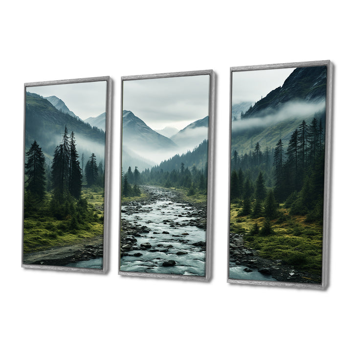 Canada Misty Mountains - 3-Piece Canvas Wall Art