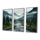 Canada Misty Mountains - 3-Piece Canvas Wall Art