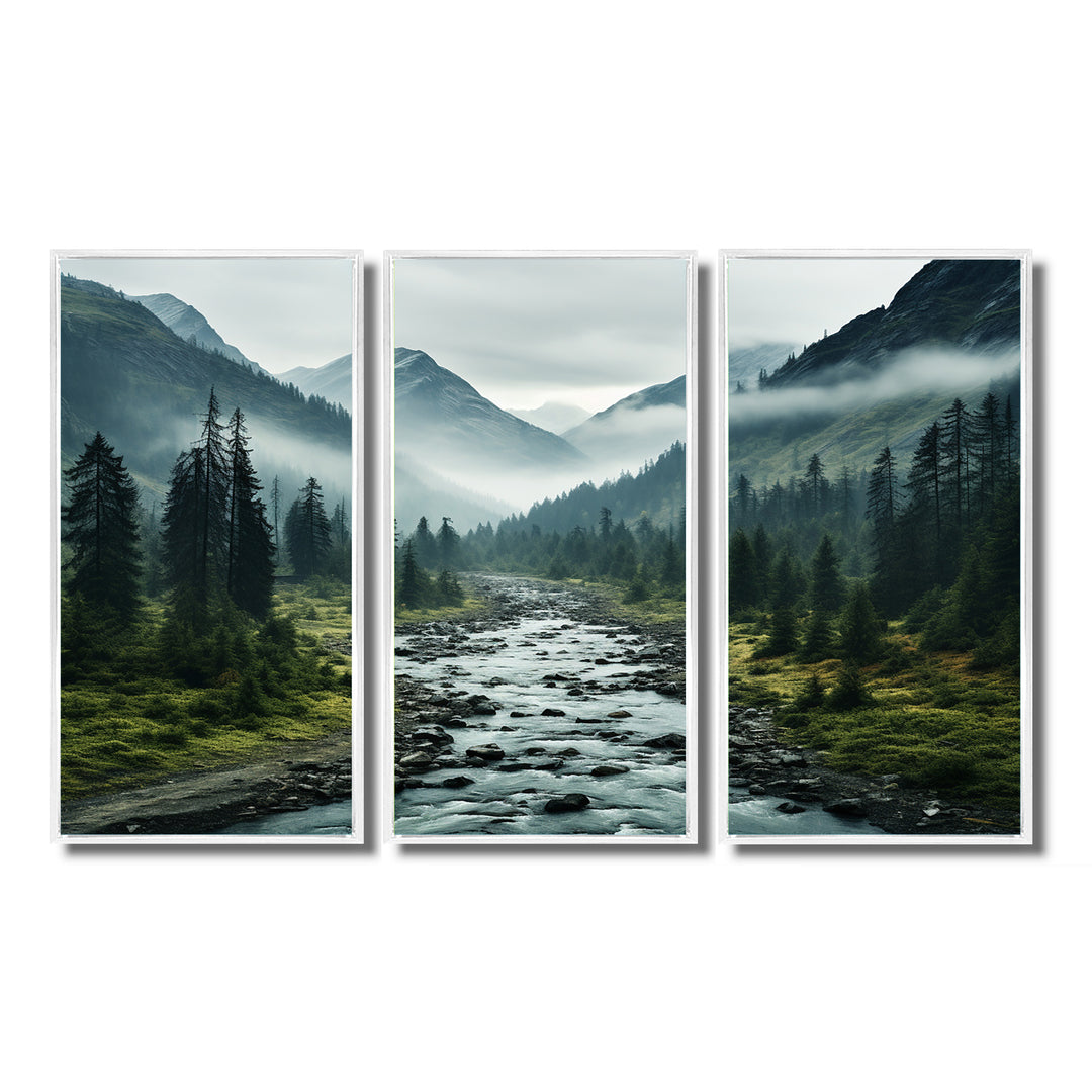 Canada Misty Mountains - 3-Piece Canvas Wall Art