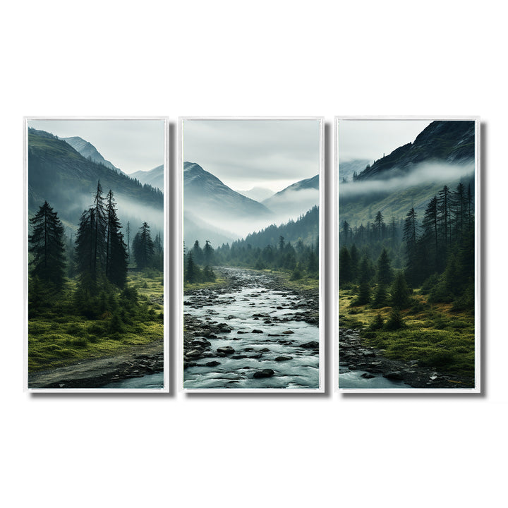 Canada Misty Mountains - 3-Piece Canvas Wall Art