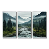 Canada Misty Mountains - 3-Piece Canvas Wall Art