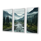 Canada Misty Mountains - 3-Piece Canvas Wall Art