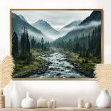 Canada Misty Mountains - Landscapes Canvas Wall Art