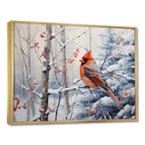 Canada Red Cardinal Bird Winter Wonderland I - Landscapes Canvas Wall Art