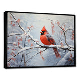 Canada Red Cardinal Bird Winter Wonderland IV - Landscapes Canvas Wall Art