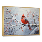 Canada Red Cardinal Bird Winter Wonderland IV - Landscapes Canvas Wall Art