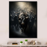 Cattle Harmony In Monochrome - Black Cattle Wall Art