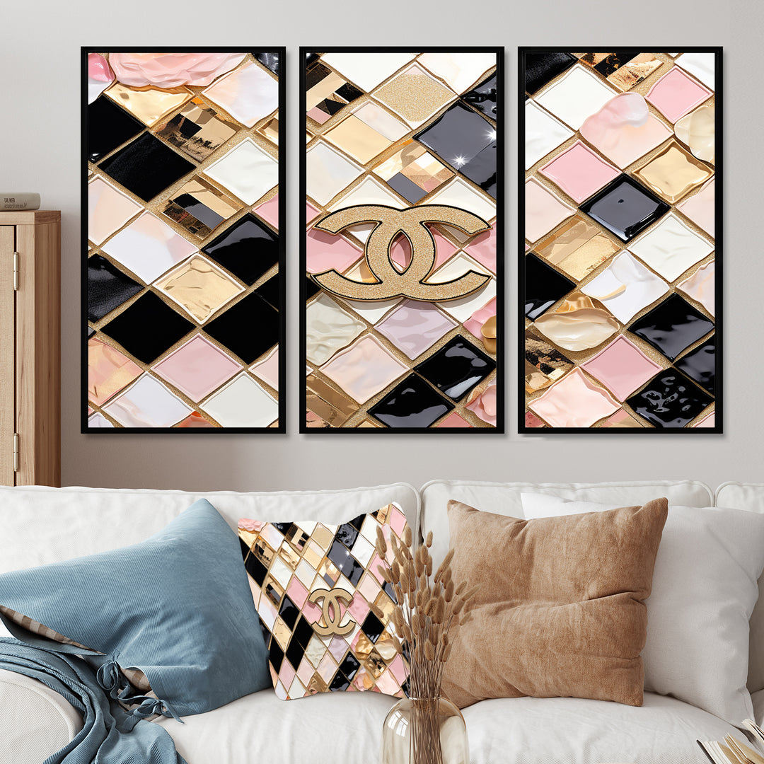 Fashion Geometric Glam Pattern - 3-Piece Canvas Wall Art