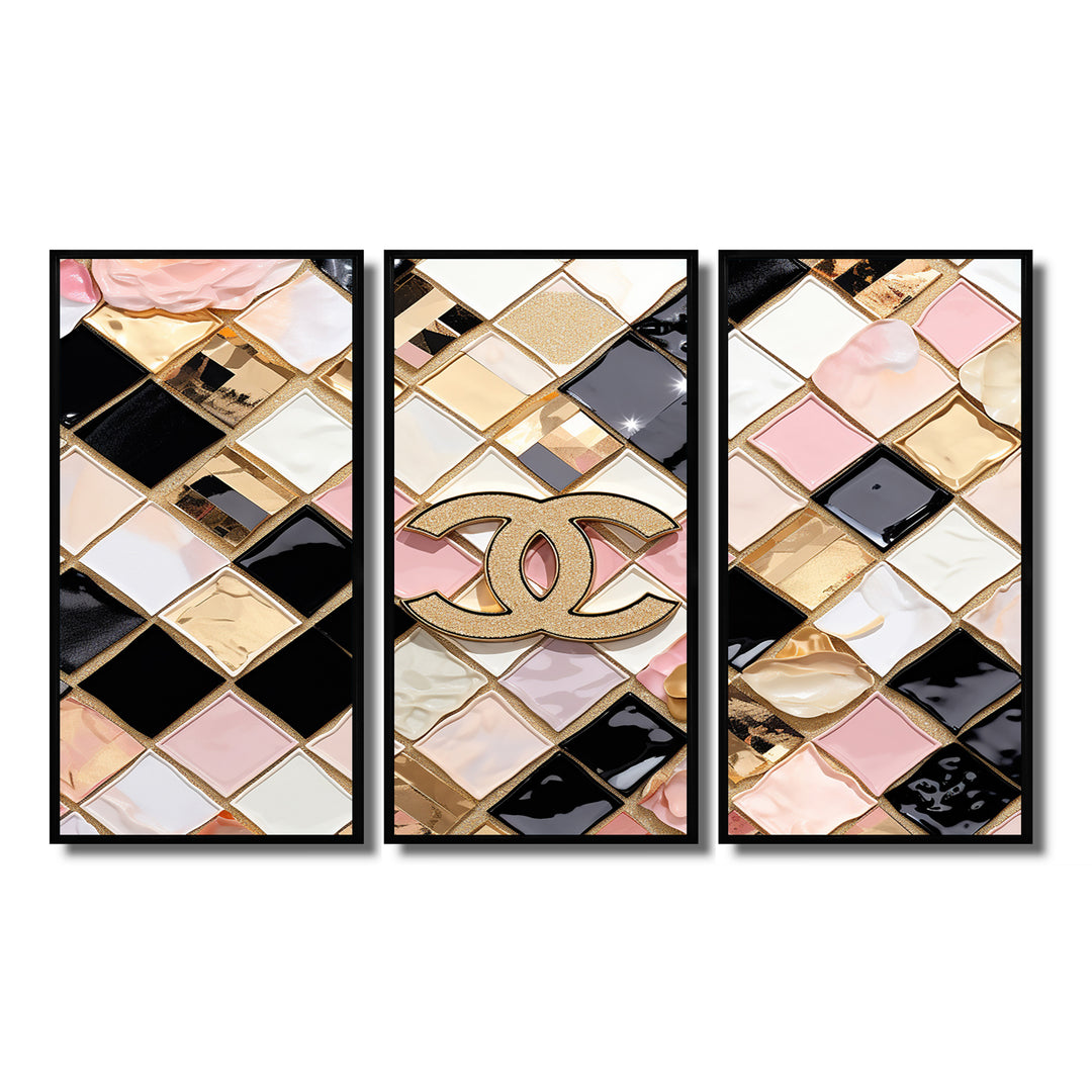 Fashion Geometric Glam Pattern - 3-Piece Canvas Wall Art