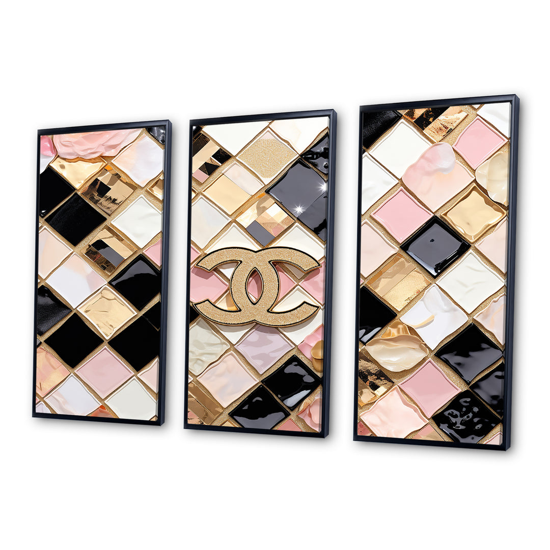 Fashion Geometric Glam Pattern - 3-Piece Canvas Wall Art