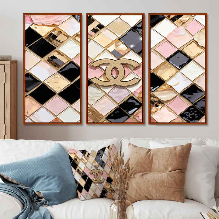 Fashion Geometric Glam Pattern - 3-Piece Canvas Wall Art