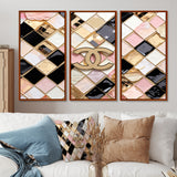 Fashion Geometric Glam Pattern - 3-Piece Canvas Wall Art