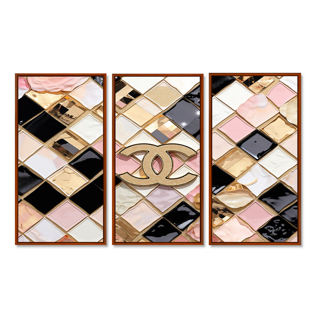 Fashion Geometric Glam Pattern - 3-Piece Canvas Wall Art