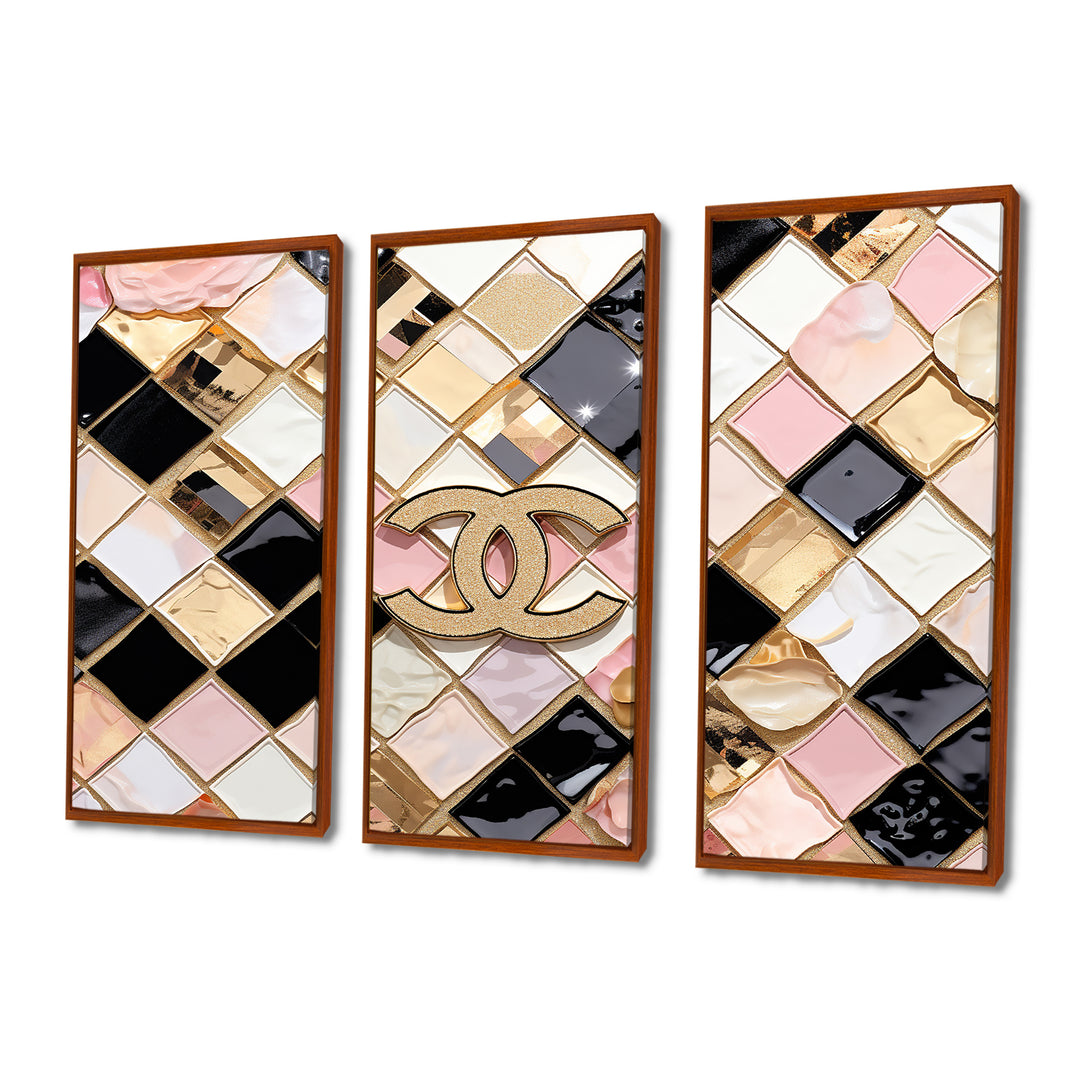 Fashion Geometric Glam Pattern - 3-Piece Canvas Wall Art