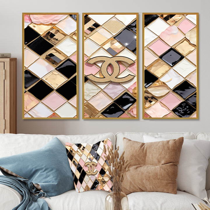 Fashion Geometric Glam Pattern - 3-Piece Canvas Wall Art