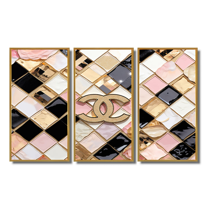 Fashion Geometric Glam Pattern - 3-Piece Canvas Wall Art